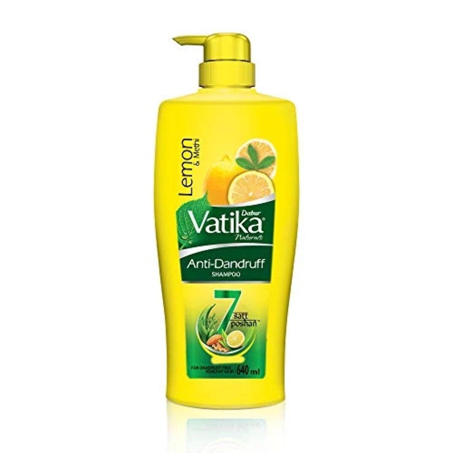 Dabur Vatika Anti Dandruff Shampoo, with Lemon Methi for Dandruff Free Hair - 640ml