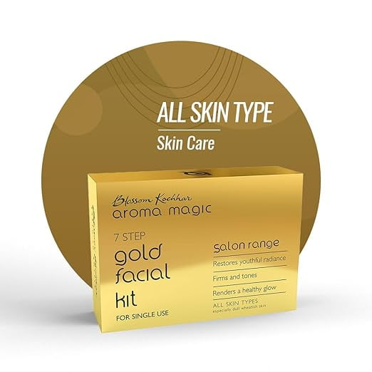 Aroma Magic 7 step Gold Facial Kit | Firms, Tones & Renders a healthy glowing skin| with Marigold & Rose Extracts| All Skin type| Big |