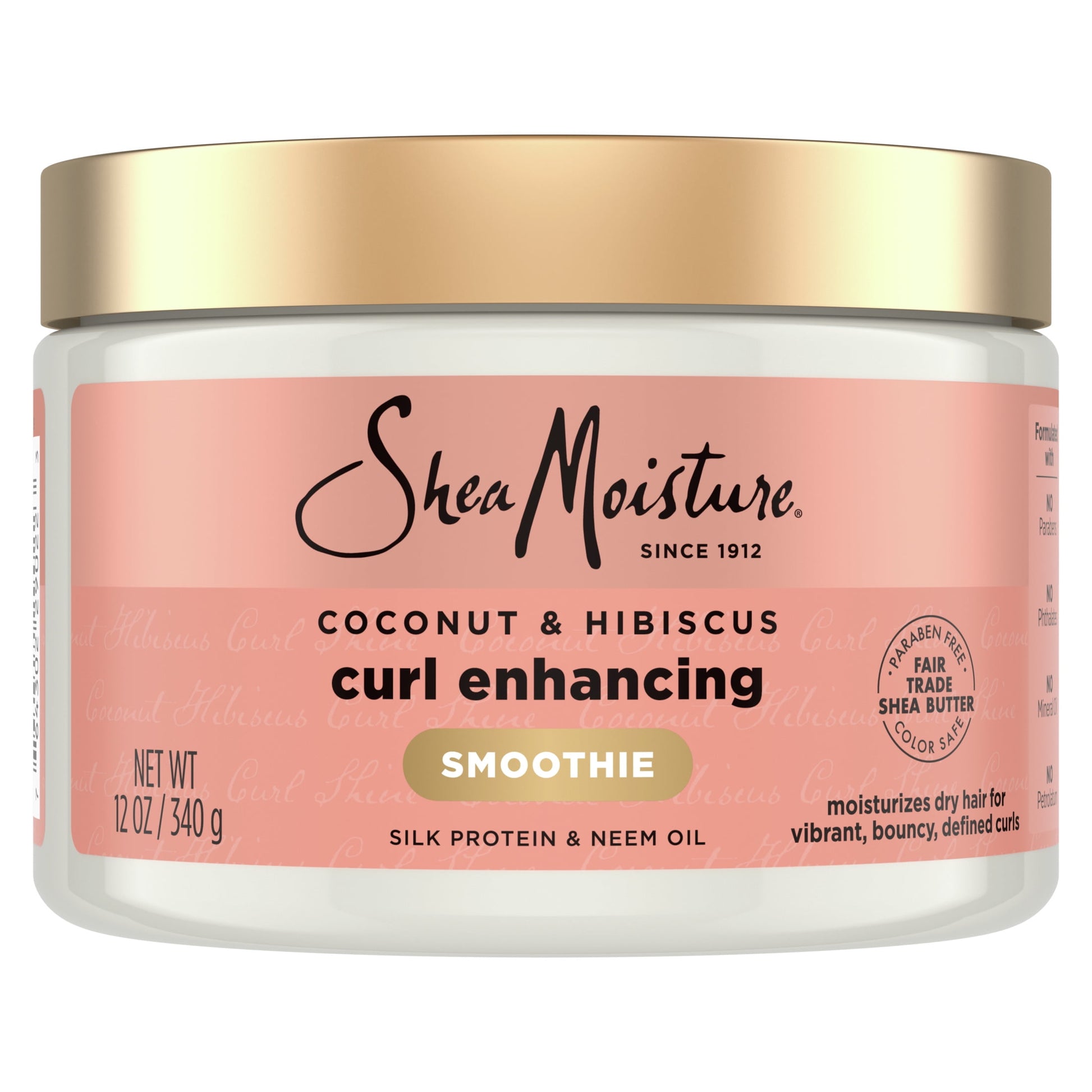 SheaMoisture Smoothie Enhancing Hair Curl Cream Coconut & Hibiscus Sulfate Free & Paraben