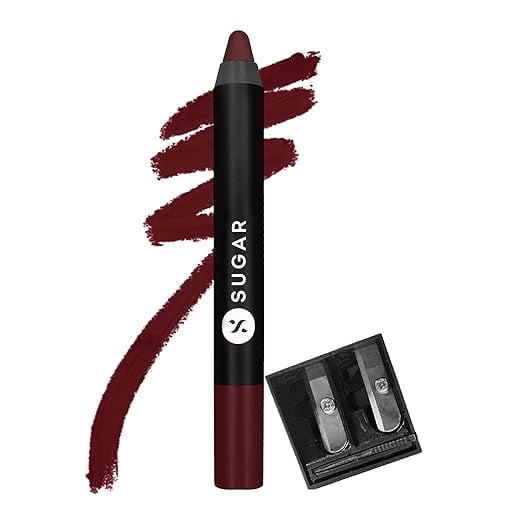 Sugar Cosmetics Matte As Hell Crayon Lipstick - 13 Murphy Brown (Chocolate Burgundy) | 2.8