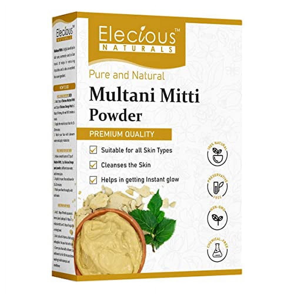 Elecious 100% Natural Multani Mitti Powder for Exfoliating, Soothing, Nourishing, Smoothen