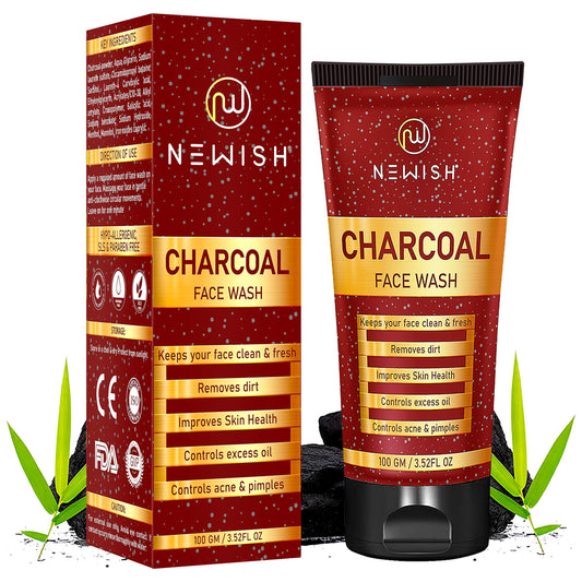 Newish Activated Charcoal FaceWash for Men & Woman|Facial Scrub Charcoal FaceWash with Nat