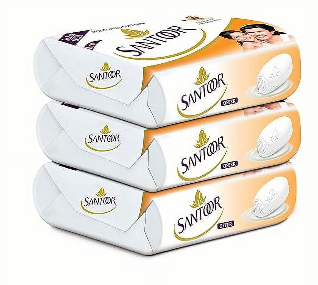 Santoor Sandal & Almond Milk Soap, 150g (Pack of 3)