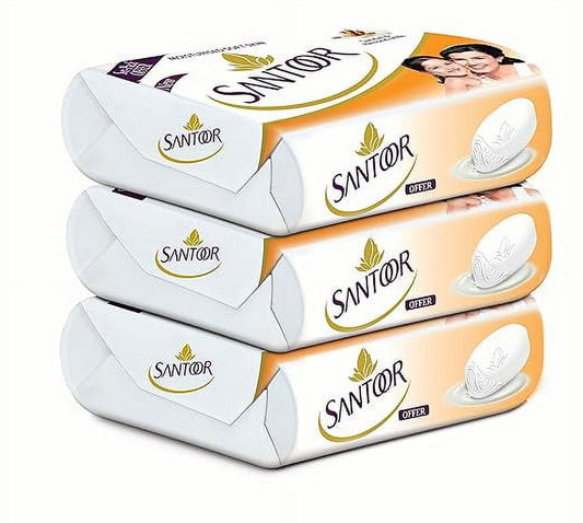 Santoor Sandal & Almond Milk Soap, 150g (Pack of 3)