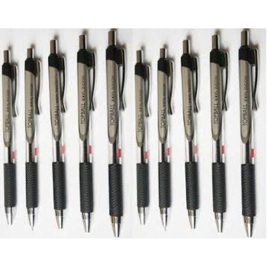 Cello Topball Click Retractable Ball Point Pens, Fine Point, 0.7 mm, Black Ink, 10 Count