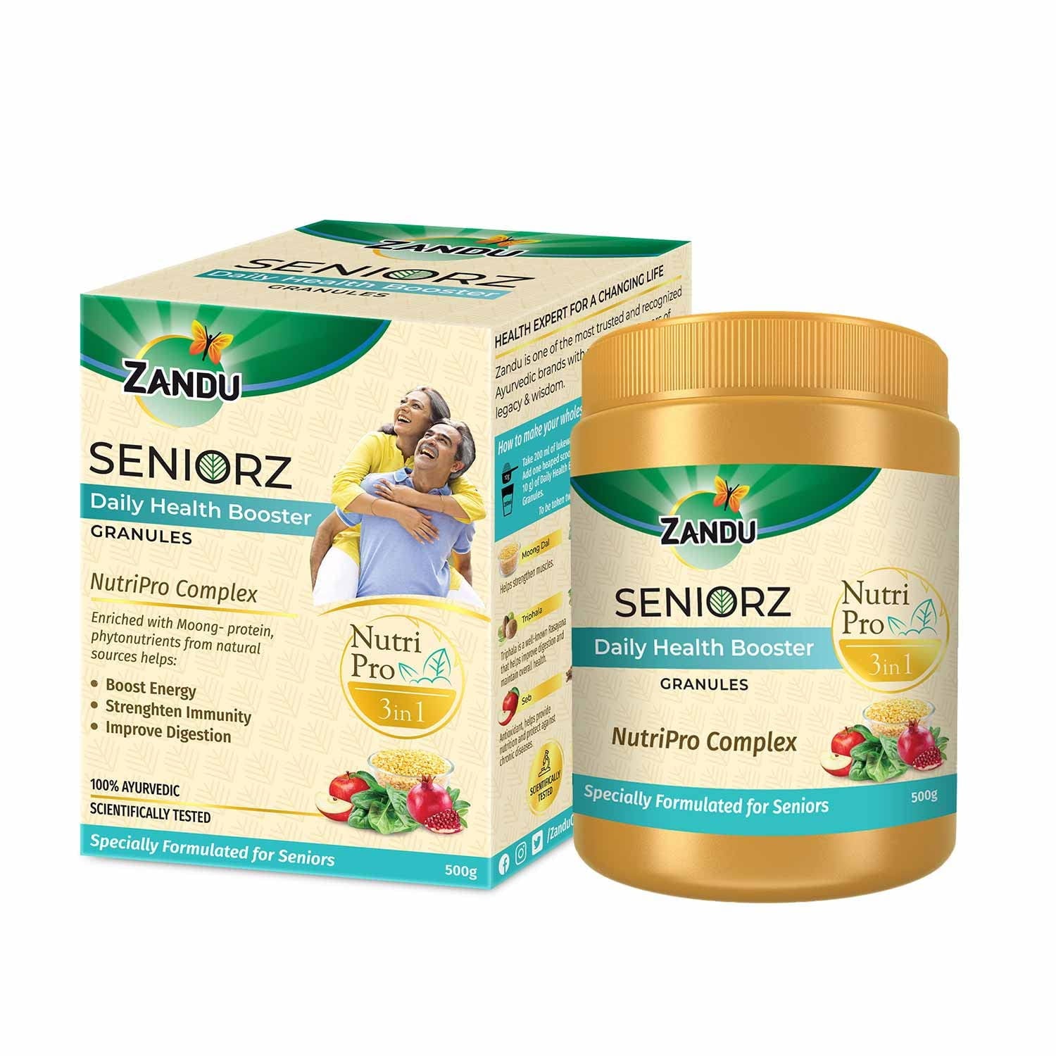 Zandu Seniorz Daily Health Booster Drink, 500G, Helps Boost Energy, Strengthen Immunity &