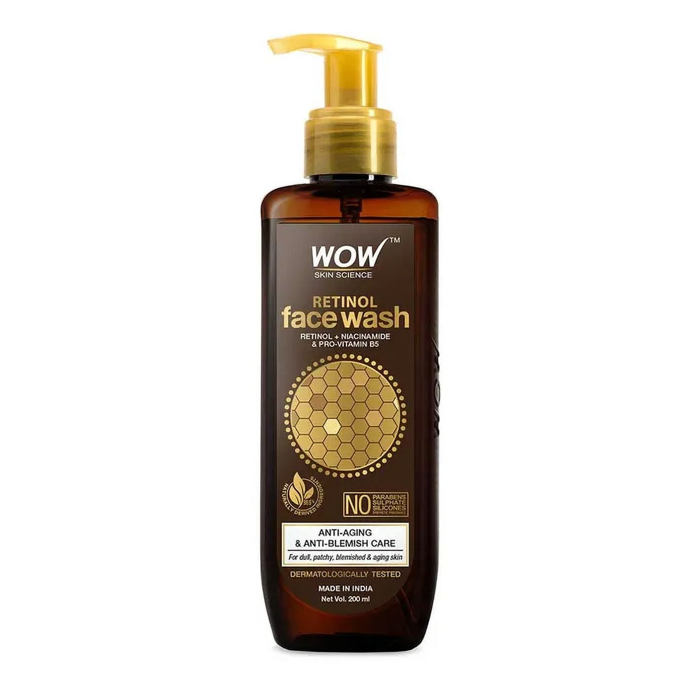 Wow Skin Science Retinol FaceWash for Fine Lines, Age Spots & Blemishes 200ml