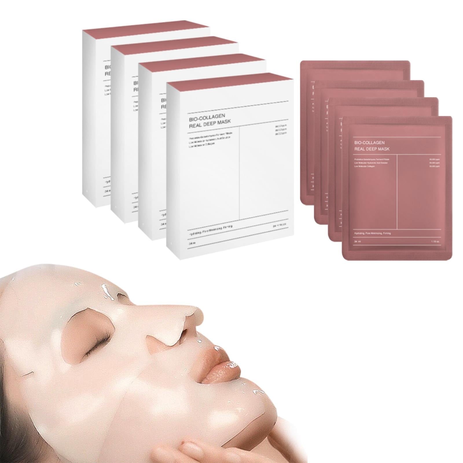 AOJIAN Bio-Collagen Real Deep Mask,Deep Hydrating Firming Sheet Masks Suitable for All Ski