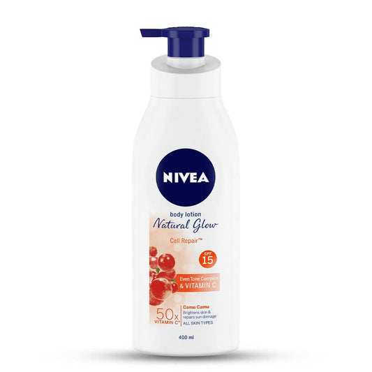 Nivea BodyLotion Natural Glow, Cell Repair, SPF 15 and 50X Vitamin C - 400ML