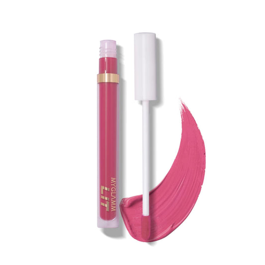 MyGlamm LIT Liquid Matte Lipstick-Dtr (Pink)-3 ml | With Moringa Oil | 12HR Long-lasting L