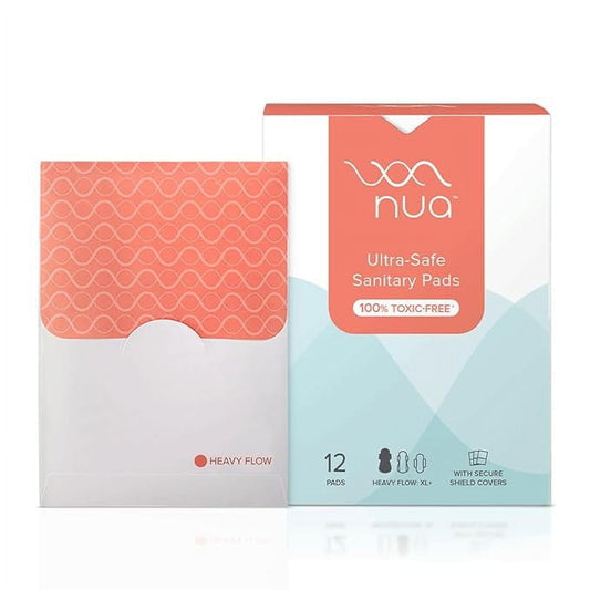 Nua Ultra-Safe Sanitary Pads For Women | 12 Ultra Thin Pads | Heavy Flow - XL+ | Safe on S