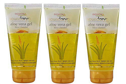 Patanjali Saundarya Aloe Vera Gel With Kesar Chandan, 150ml (Pack of 3)
