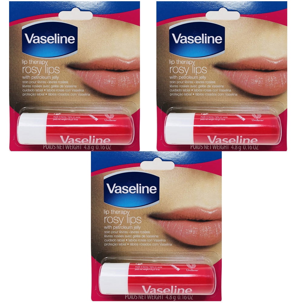 (3 Pack) Vaseline Lip Therapy Rosy Lips | LipBalm with Petroleum Jelly for Providing Your