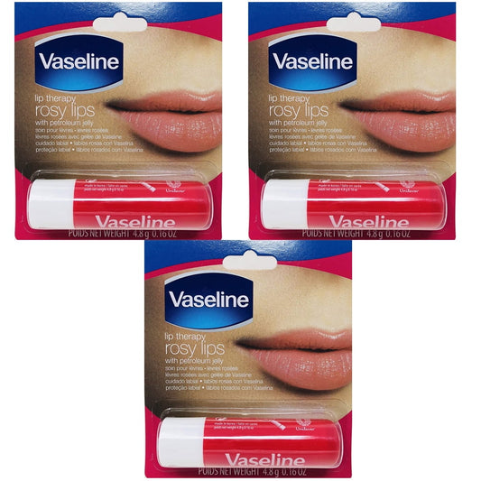 (3 Pack) Vaseline Lip Therapy Rosy Lips | LipBalm with Petroleum Jelly for Providing Your