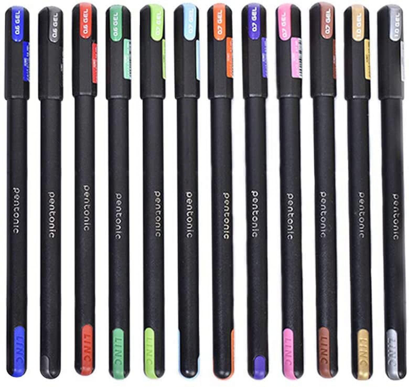 Pentonic Multicolor Gel Pen With Hard Box Case (0.6 mm-1.0 mm, Black Body, 12 Pcs Set)