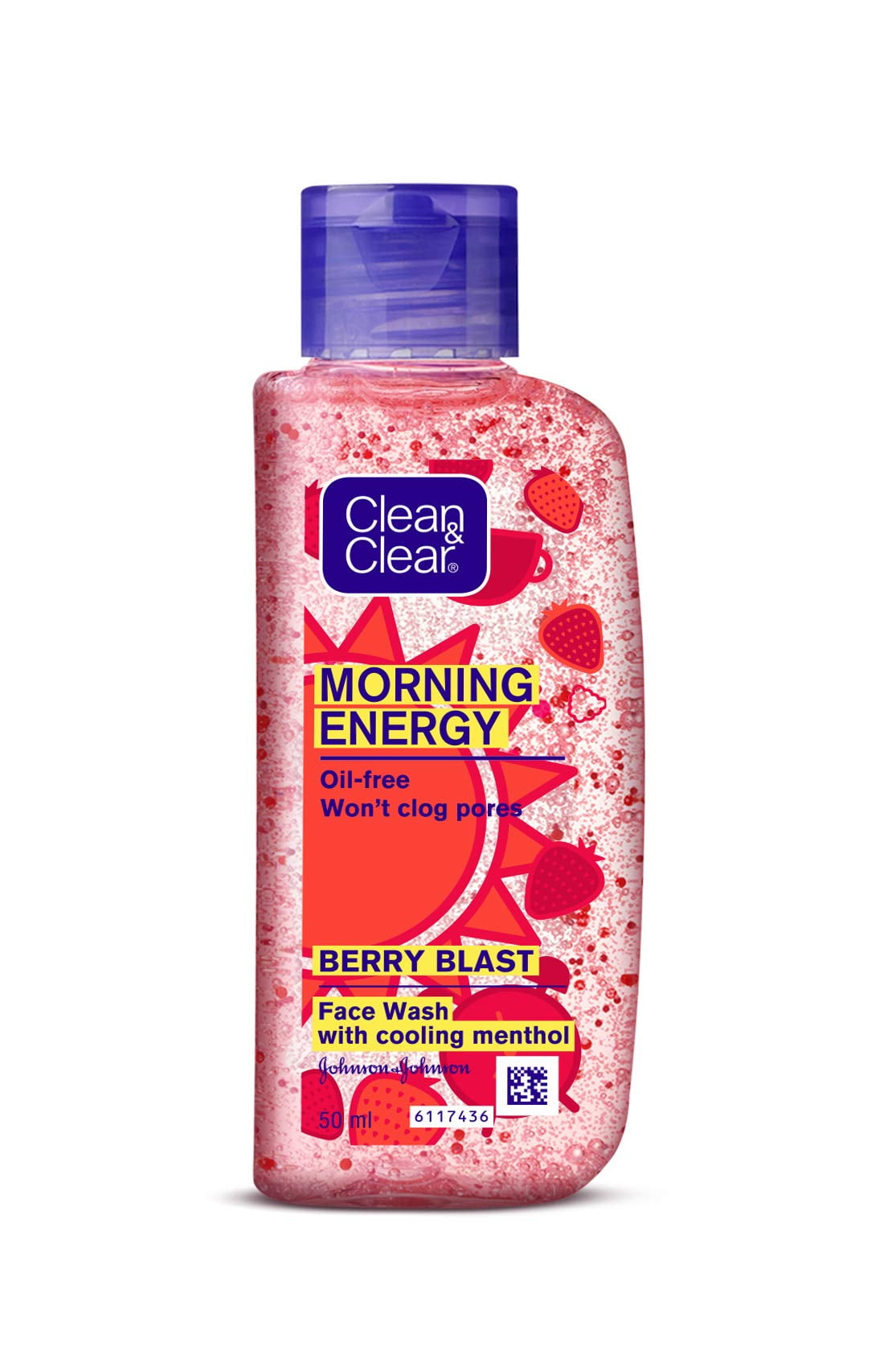Clean & Clear Morning Energy Berry Blast FaceWash, Red, 50 ml