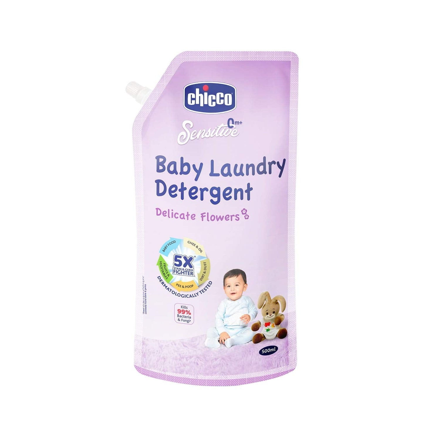 Chicco Baby Liquid Laundry Detergent, 5X Stain & Germ Fighter,500ml