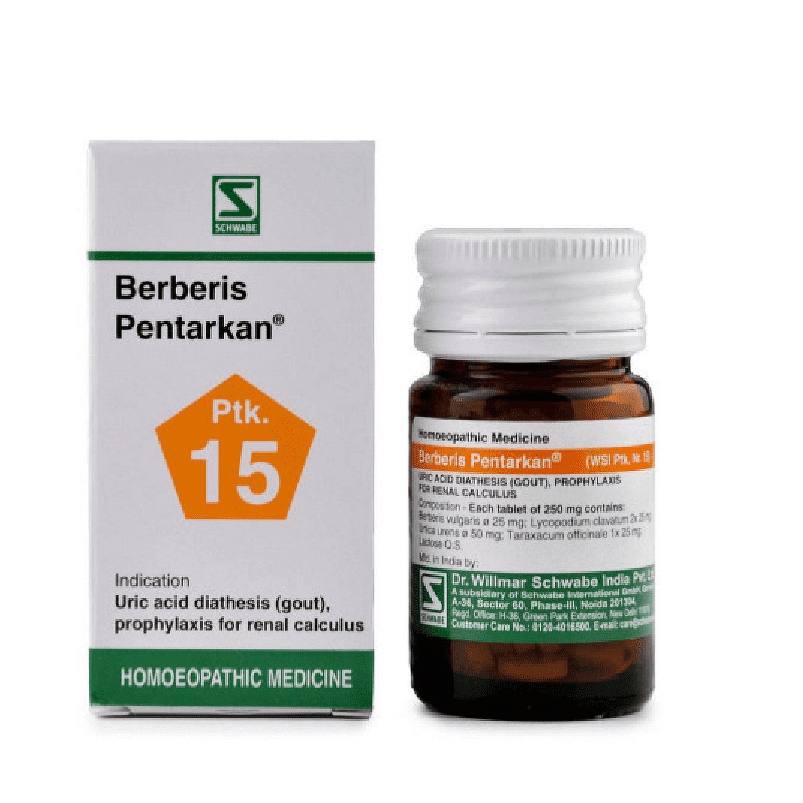 Dr Willmar Schwabe India Homoeopathic Berberis Pentarkan (20gm) Tablets (Ptk. 15)
