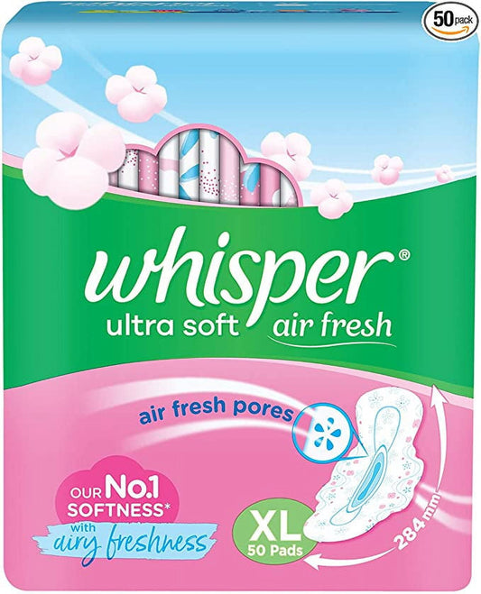 Whisper Ultra Soft Sanitary Pads - 50 Pieces (XL)