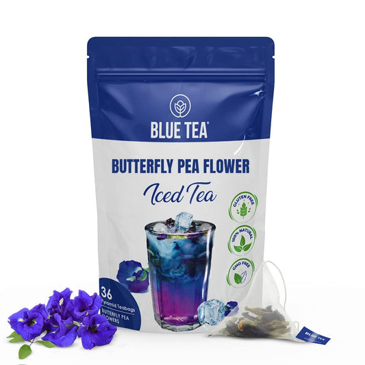BLUE TEA - Butterfly Pea Flower Iced Tea (36 Tea Bags) || CAFFEINE-FREE || Premium Zipper