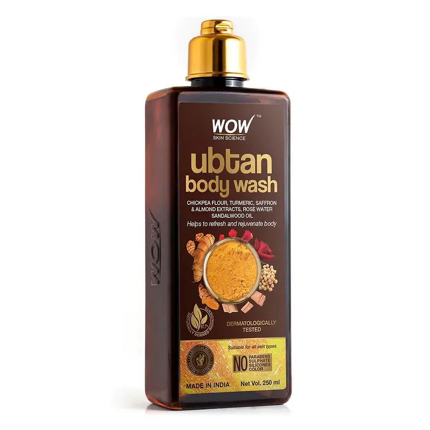 Wow Skin Science Ubtan BodyWash With Chickpea Flour, Almond Extract, Saffron & Turmeric Ex