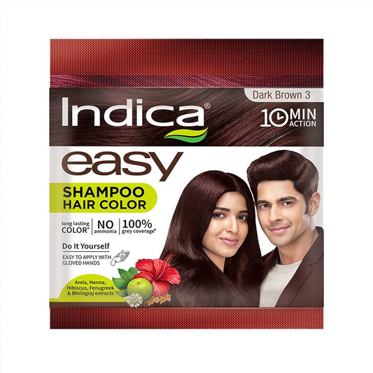 Indica Easy Shampoo Hair Colour 25ml Each x 5 dark brown