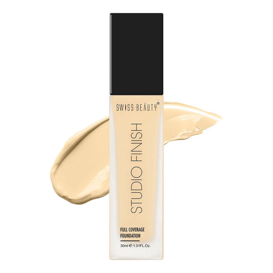 SWISS BEAUTY Full Coverage Foundation Studio Finish, Face Makeup, Shade- Ivory Fair, 30ml