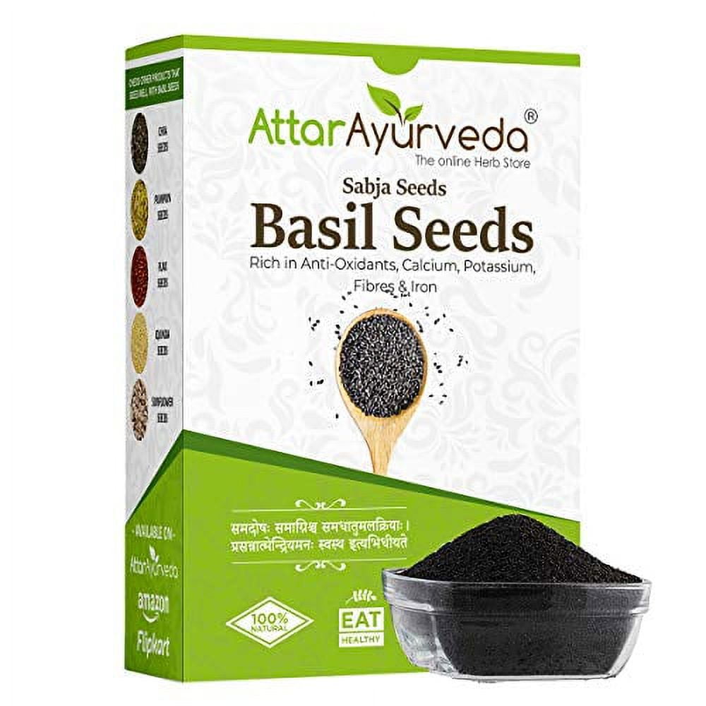 Attar Ayurveda Sabja Basil Seeds Rich in Protein, Fibre, Vitamins & Minerals Reduces Body