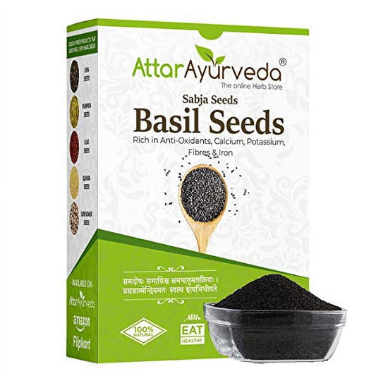 Attar Ayurveda Sabja Basil Seeds Rich in Protein, Fibre, Vitamins & Minerals Reduces Body
