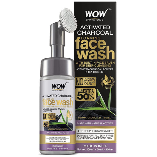 WOW Skin Science Charcoal Foaming FaceWash with Built-In Face Brush for deep cleansing - 1