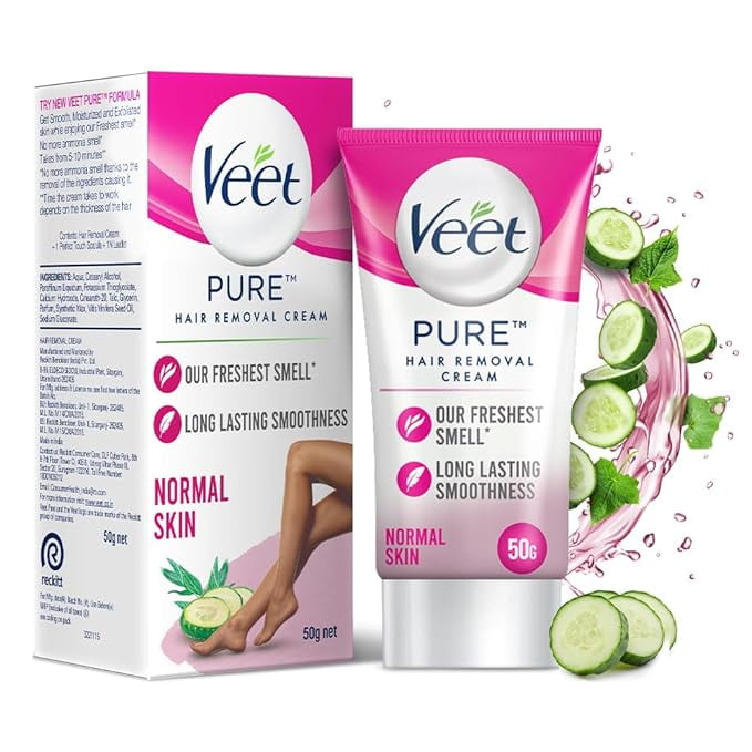 Veet Pure Hair Removal Cream for Women for Normal Skin - 50g (pack of 2)