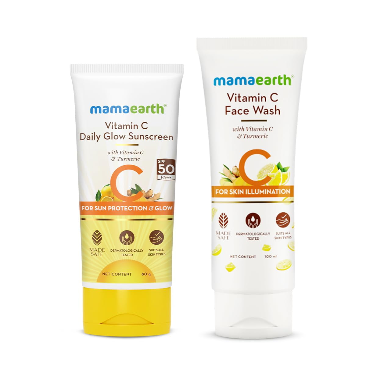 Mamaearth Vitamin C Glow Getter Duo | Vitamin C FaceWash (100ml) & Vitamin C Daily Glow Su