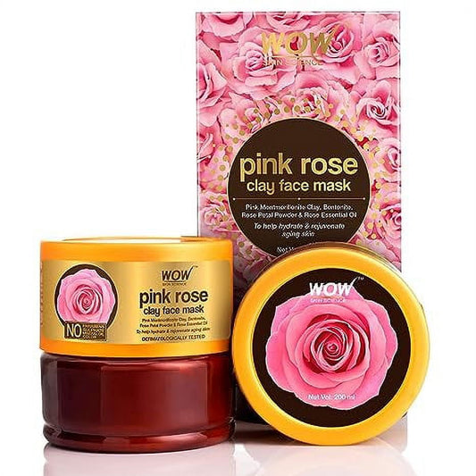 WOW Skin Science Pink Rose Clay FaceMask Hydrating, Rejuvenating Facial Mask for Smooth, S