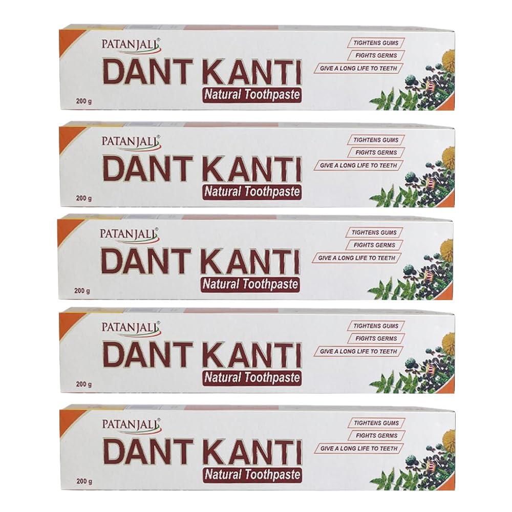 Patanjali Dant Kanti Natural Toothpaste 200g / 6.76 fl oz - (Pack of 5)