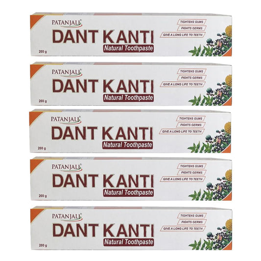Patanjali Dant Kanti Natural Toothpaste 200g / 6.76 fl oz - (Pack of 5)