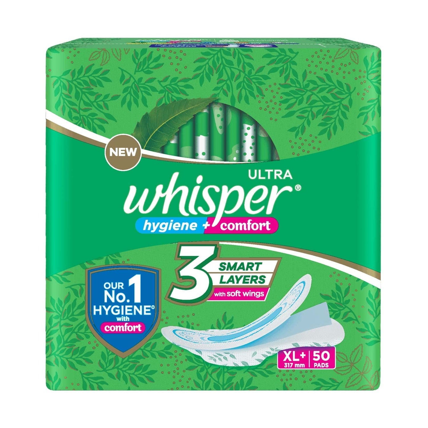 Whisper Ultra Clean Sanitary Pads for Women|50 thin Pads|XL+|Hygiene & Comfort|Soft Wings|
