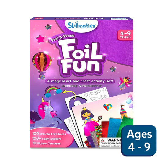 Skillmatics Foil Fun Unicorns & Princesses No Mess Craft Kit, (100+ Piece Art Set)