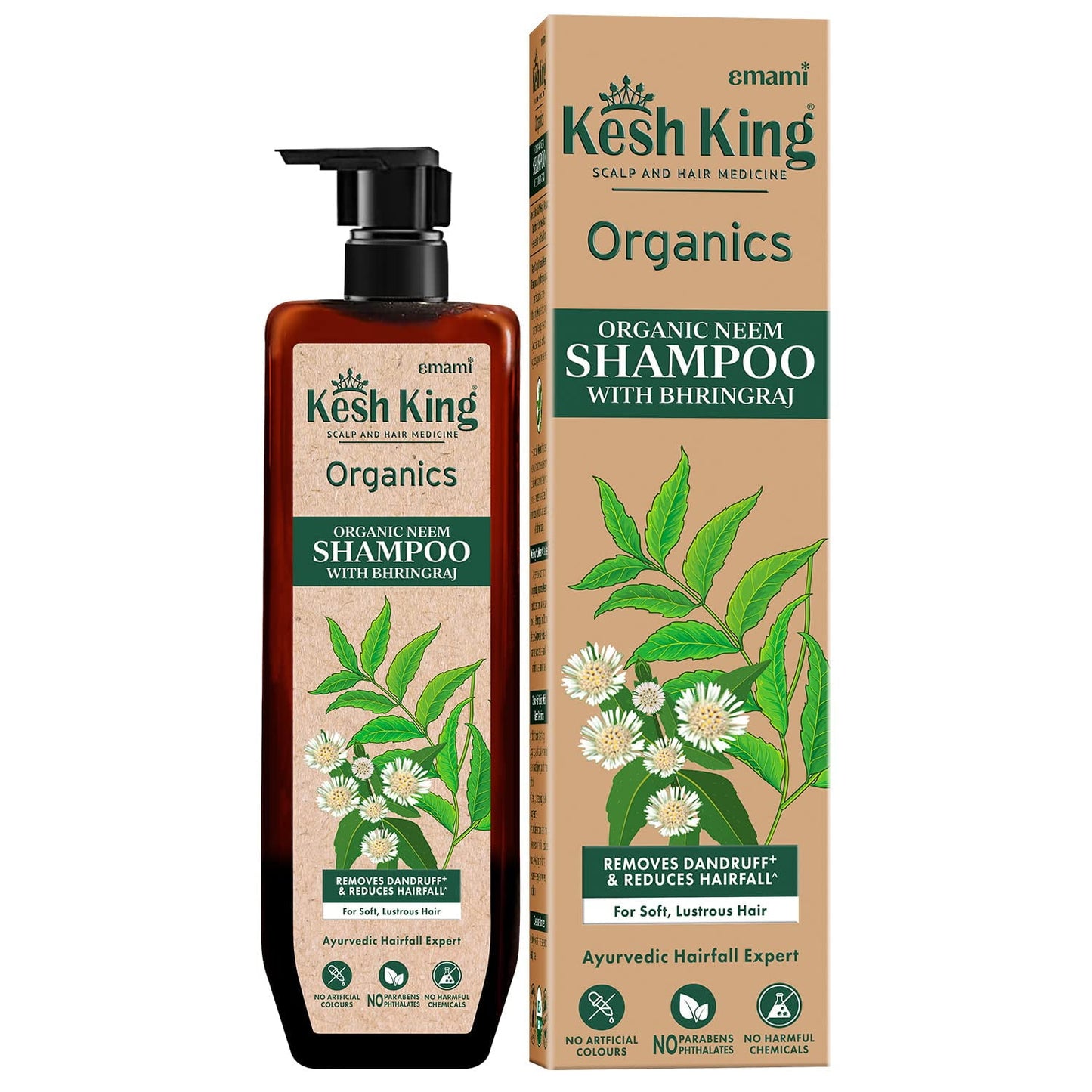 Kesh King Organic Neem Shampoo With Bhringraj | Removes Dandruff & Reduces Hair Fall | For