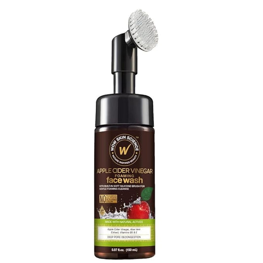 WOW Skin Science Apple Cider Vinegar Foam Exfoliating FaceWash & Brush 5.07 oz