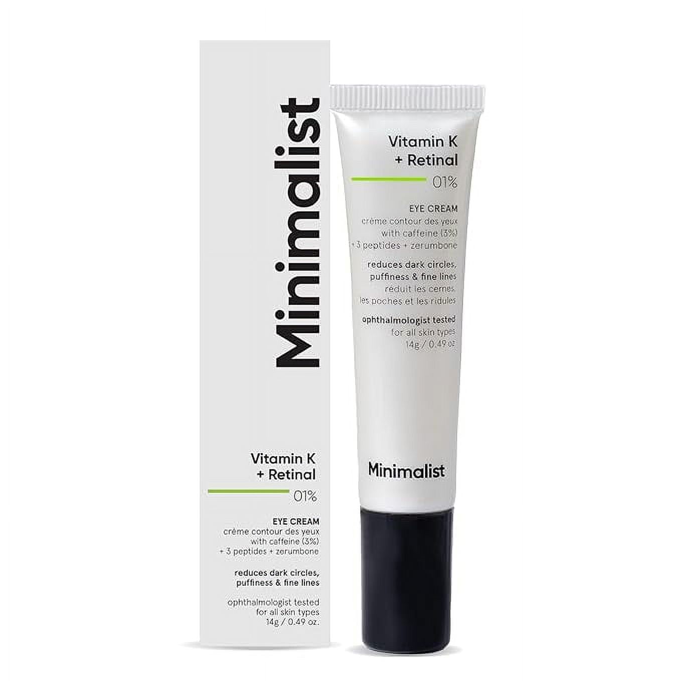 Minimalist Vitamin K + Retinal 01% Under Eye Cream | Reduces Dark Circles, Wrinkles & Fine