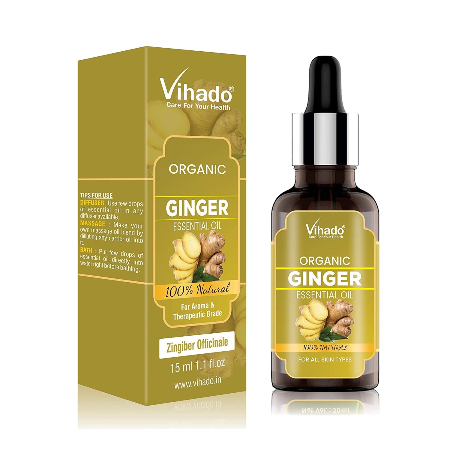 Vihado Ginger Essential Oil - 100% Pure Natural & Undiluted For SkinCare & Hair� (15ML)