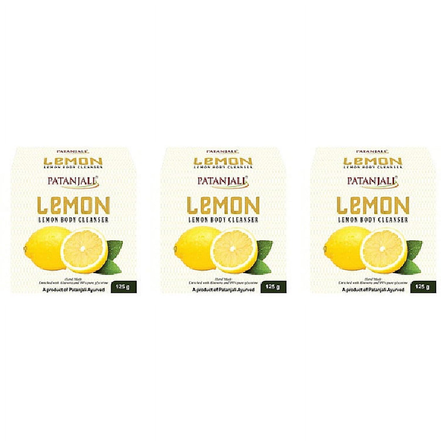 Pack Of 3 - Patanjali Lemon Body Cleanser Soap Bar - 120 Gm (4.23 Oz)