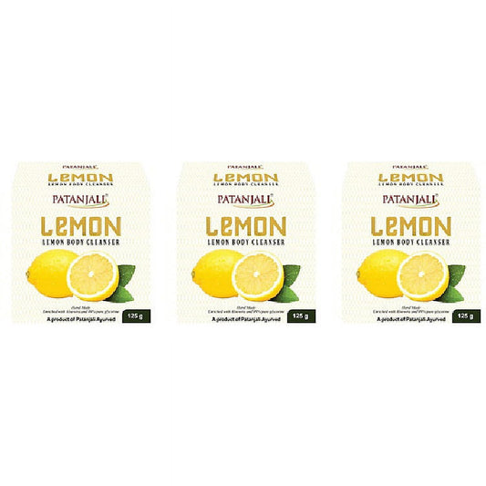 Pack Of 3 - Patanjali Lemon Body Cleanser Soap Bar - 120 Gm (4.23 Oz)