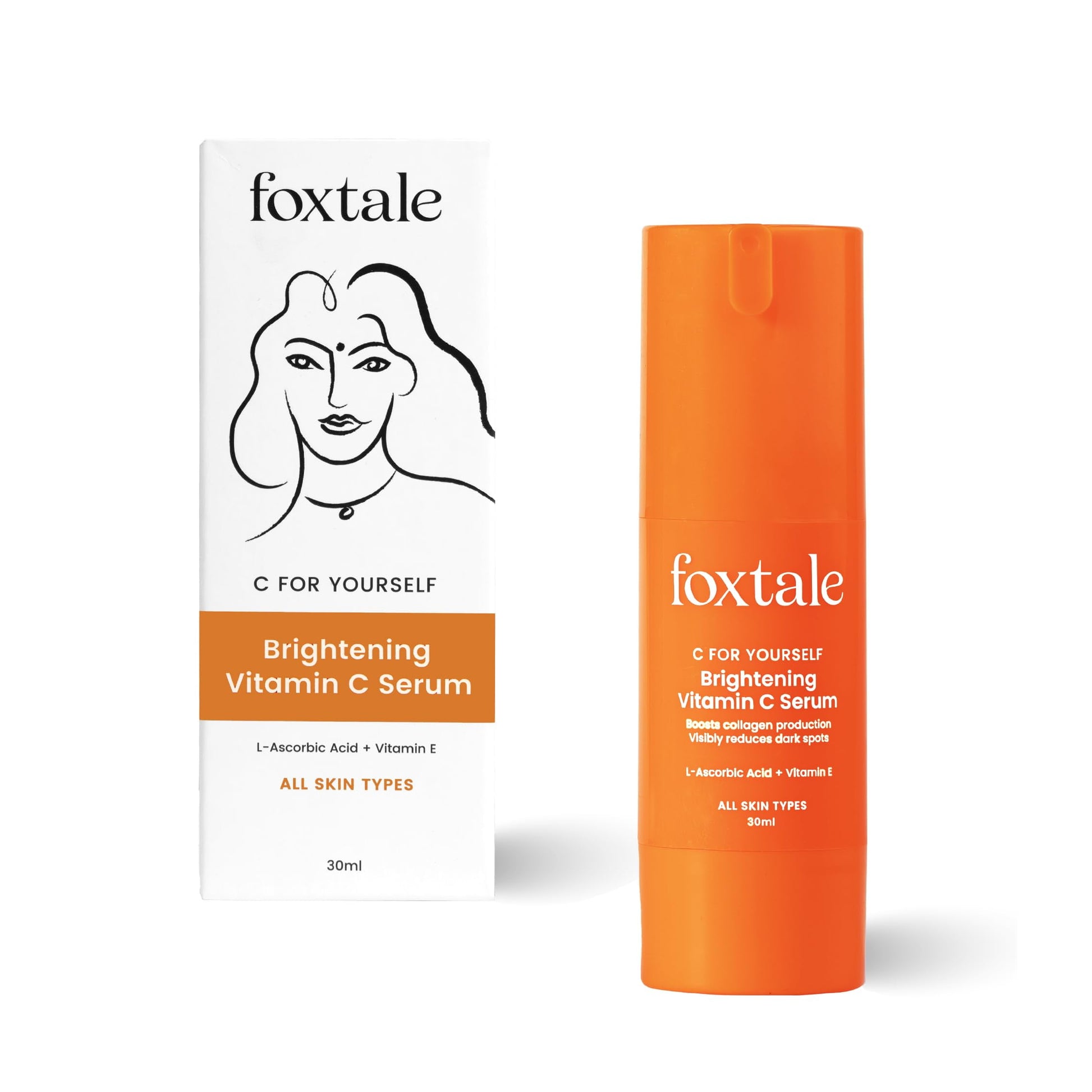 Foxtale 15% Vitamin C FaceSerum for Glowing Skin, With Pure L-Ascorbic Acid and Vitamin E,
