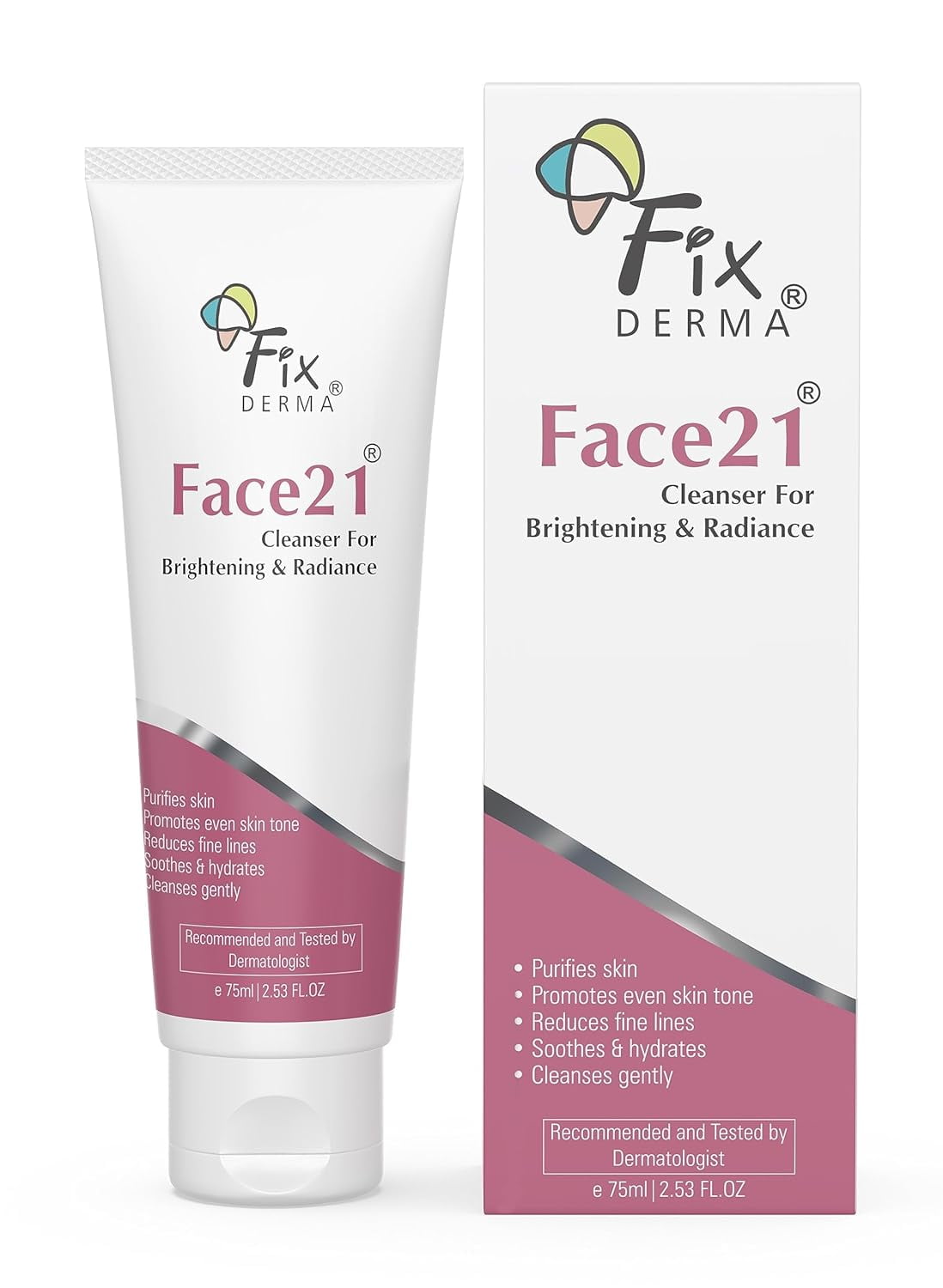 Fixderma Face21 Cleanser, Skin Brightening Cleanser, Exfoliates Dead Cells, Remove Pigment