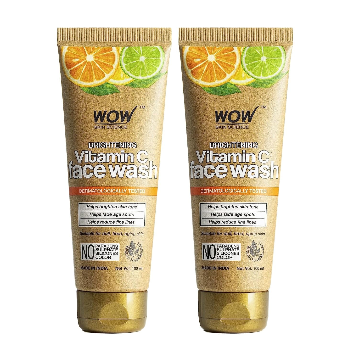 Wow Skin Science Brightening Vitamin C FaceWash|Paper Tube|All Skin Types|Glowing, Bright