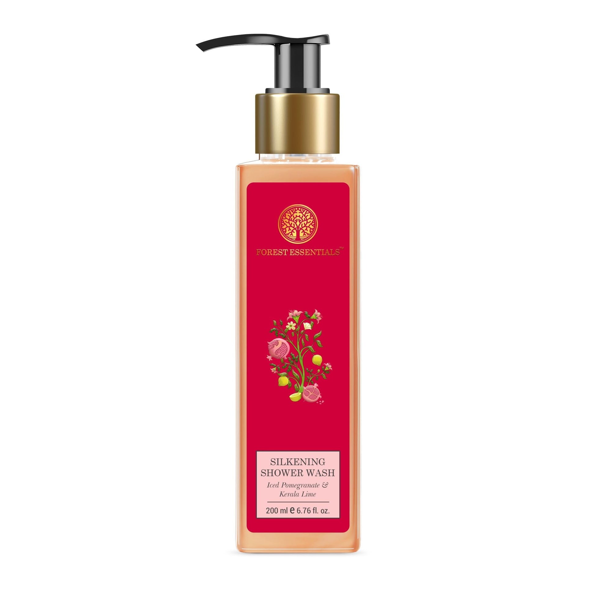 Forest Essentials Silkening Shower Wash Iced Pomegranate & Kerala Lime|Lightly Scented & S