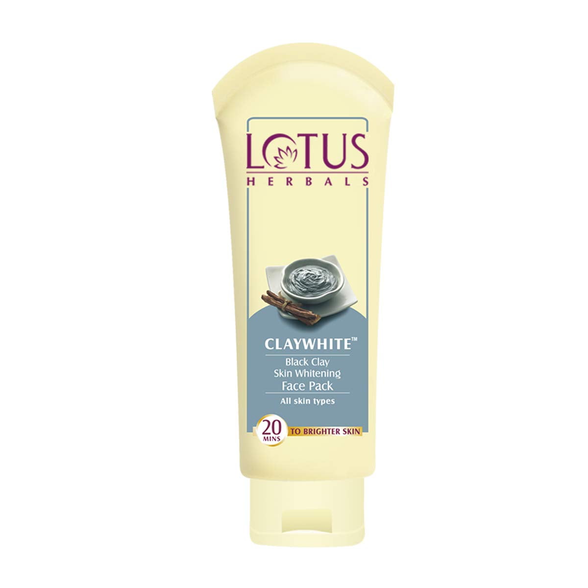 Lotus Herbals Claywhite Black Clay FacePack | Detans Skin & Unclogs Pores | 120g
