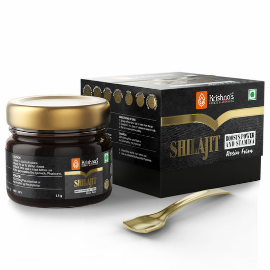 KRISHNA'S HERBAL & AYURVEDA pure shilajit/shilajeet -15 g - original resin pack of stamina