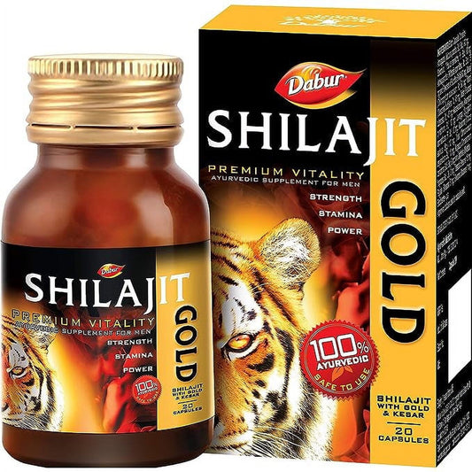 Dabur Shilajit Gold - 20 Capsules | 100% Ayurvedic Capsules for Strength , Stamina and Pow